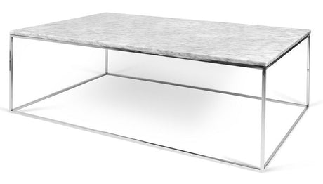 Temahome Gleam Sofabord - Hvid marmor, krom stel 120 cm - Unoliving.com