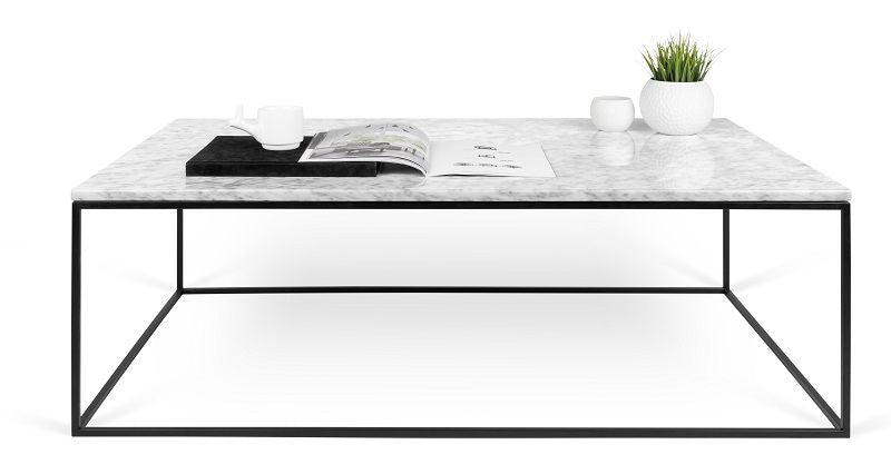 Temahome Gleam Sofabord - Hvid marmor, sort stel 120 cm - Unoliving.com