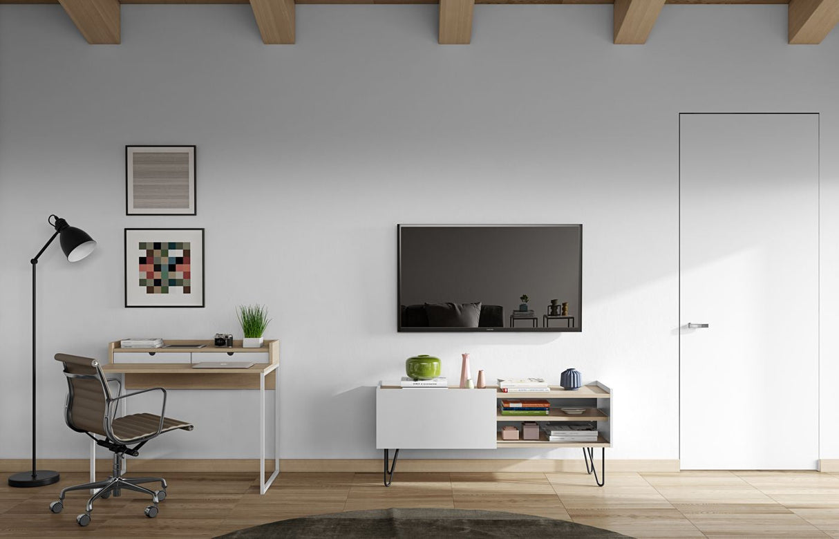 Temahome Nina Tvbord - Lys egefinér/Mat hvid - Unoliving.com