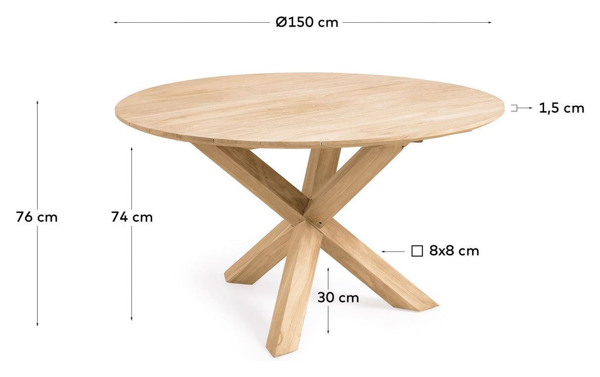 Teresinha Rundt Havebord, Massiv teak, Ø150 - Unoliving.com