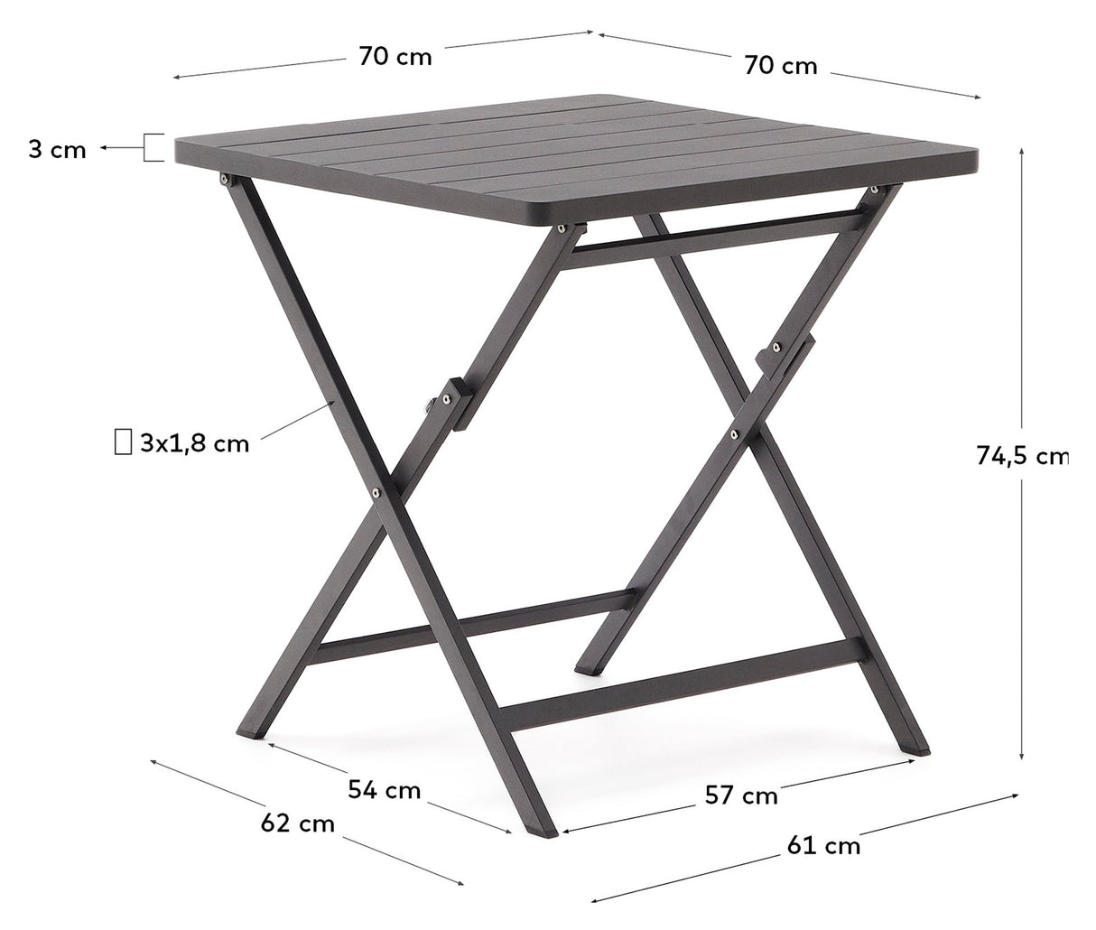 Torreta foldbart bord, sort 70 x 70 cm - Unoliving.com