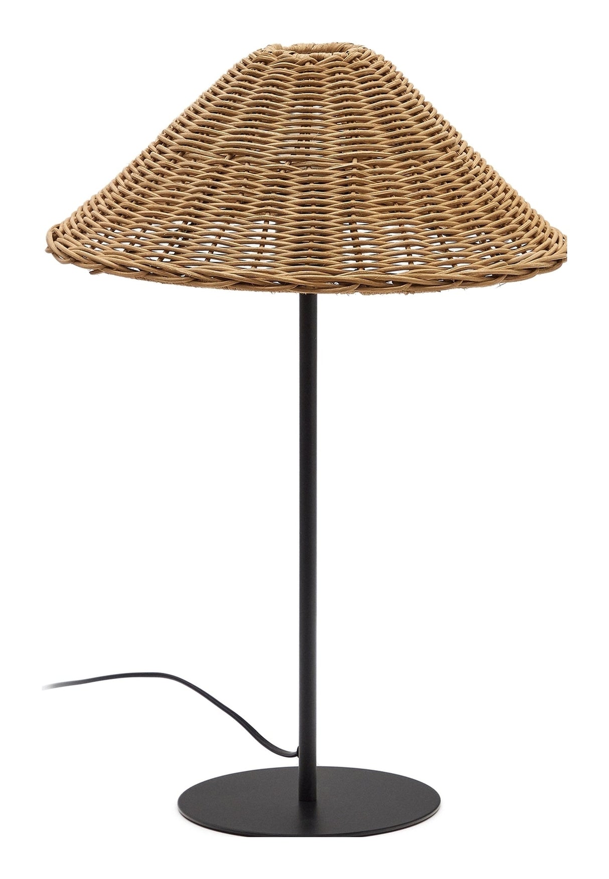 Urania Bordlampe m. sort finish, Rattan og metal - Unoliving.com