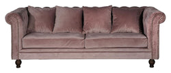 Velvet 3-pers. Sofa, Pink Velour - Unoliving.com