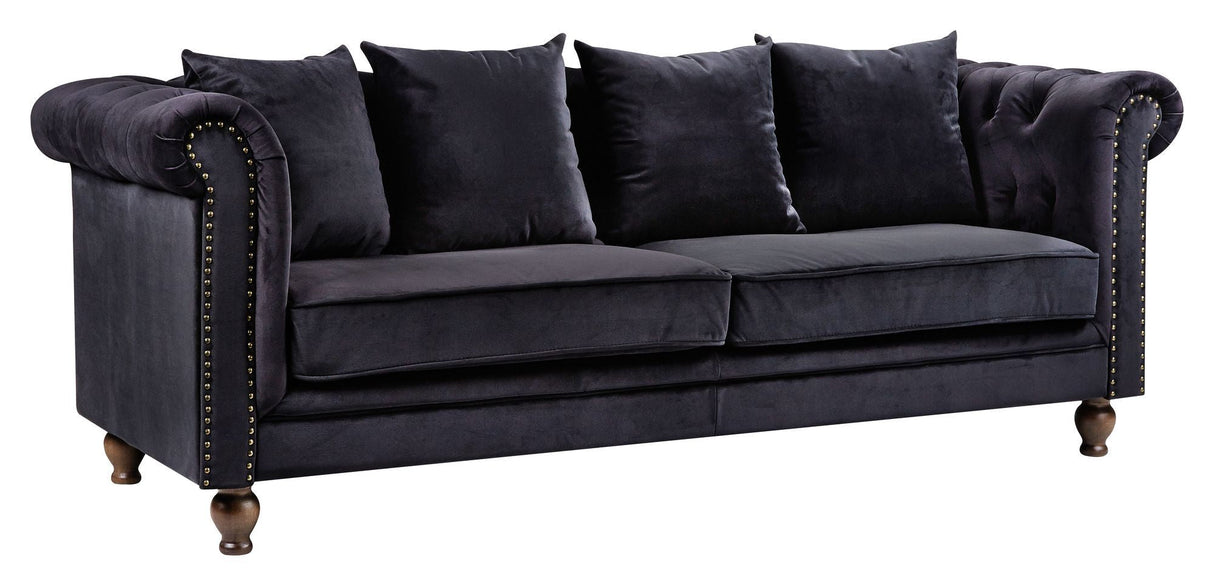 Velvet 3-pers. Sofa, Sort Velour - Unoliving.com