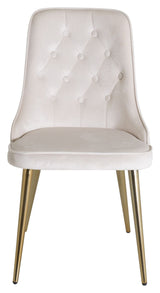 Velvet Delux Spisebordsstol, Beige Velour, messing ben - Unoliving.com