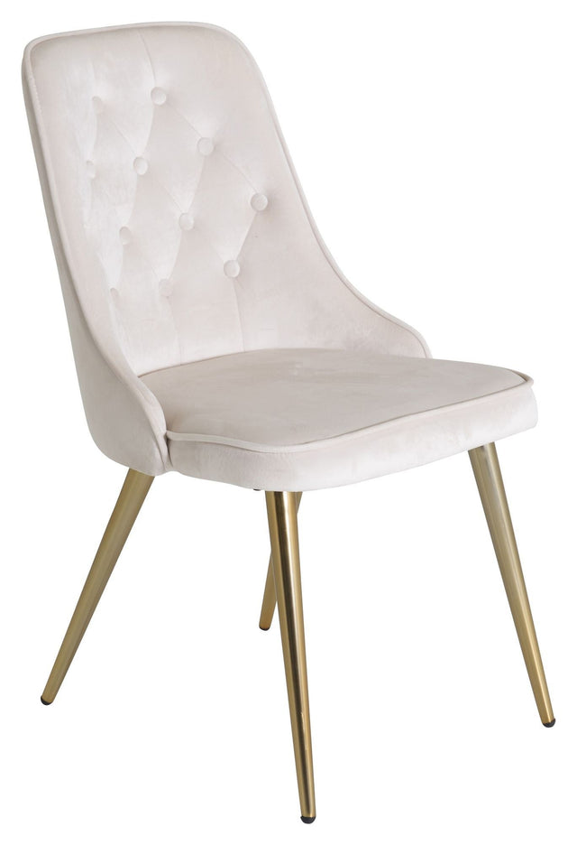 Velvet Delux Spisebordsstol, Beige Velour, messing ben - Unoliving.com