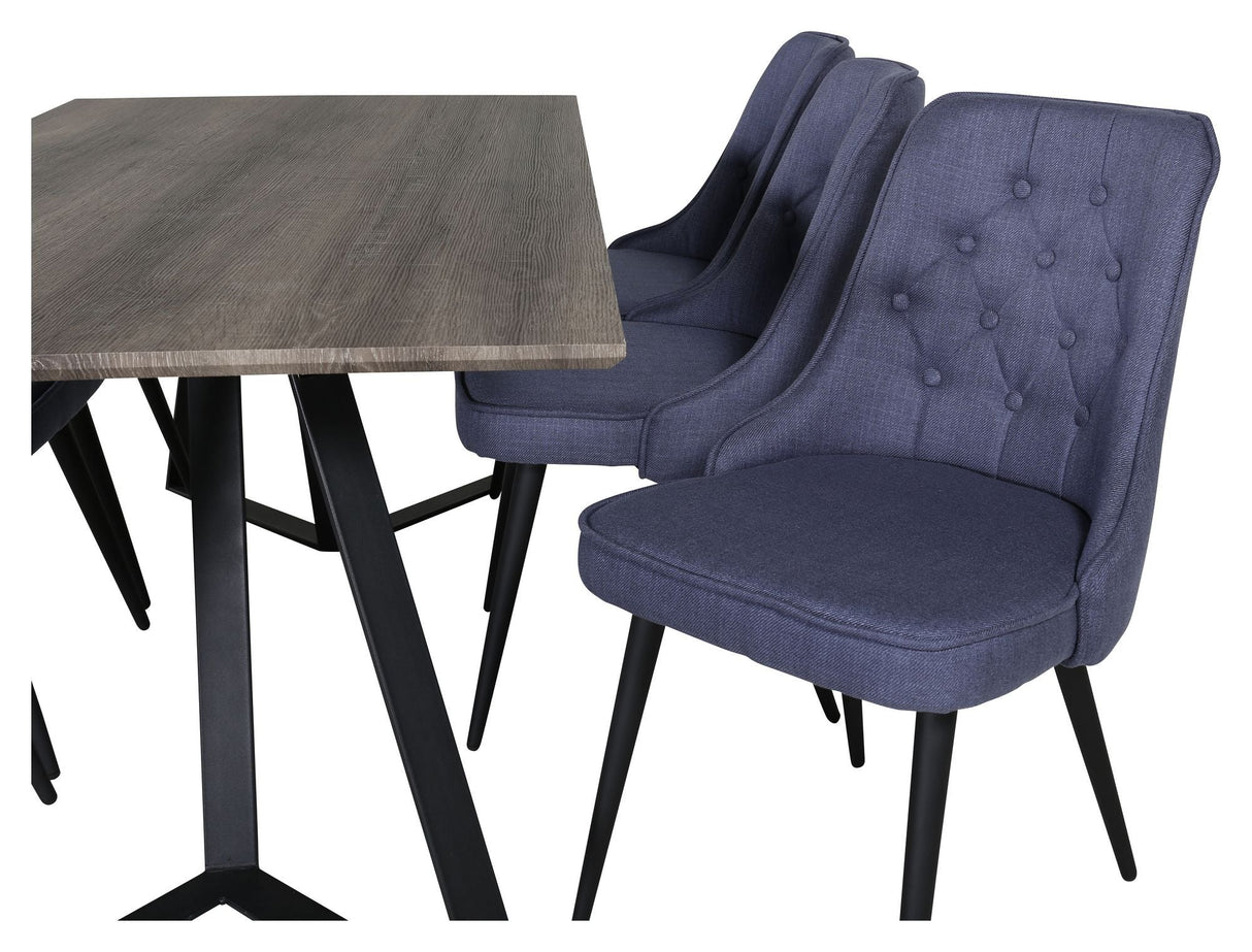 Velvet Delux Spisebordsstol, Blå, Sorte metalben - Unoliving.com