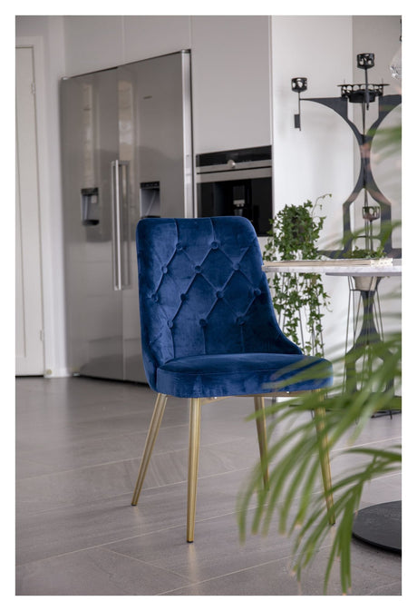 Velvet Deluxe Spisebordsstol, Blå Velour - Unoliving.com