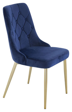 Velvet Deluxe Spisebordsstol, Blå Velour - Unoliving.com