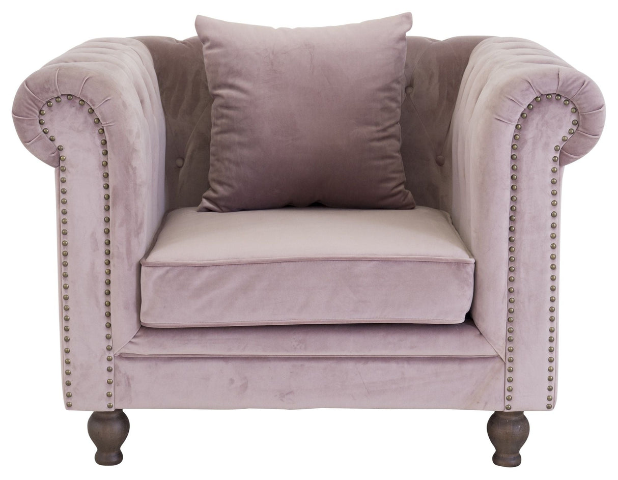 Velvet Lænestol, Dusty Pink Velour - Unoliving.com