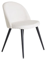 Velvet Spisebordsstol, Off white fløjl, sorte metal ben - Unoliving.com