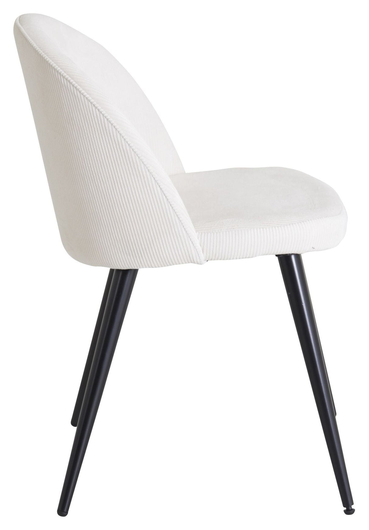 Velvet Spisebordsstol, Off white fløjl, sorte metal ben - Unoliving.com