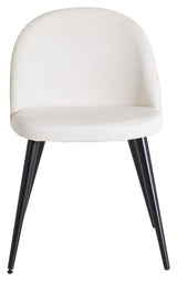 Velvet Spisebordsstol, Off white fløjl, sorte metal ben - Unoliving.com