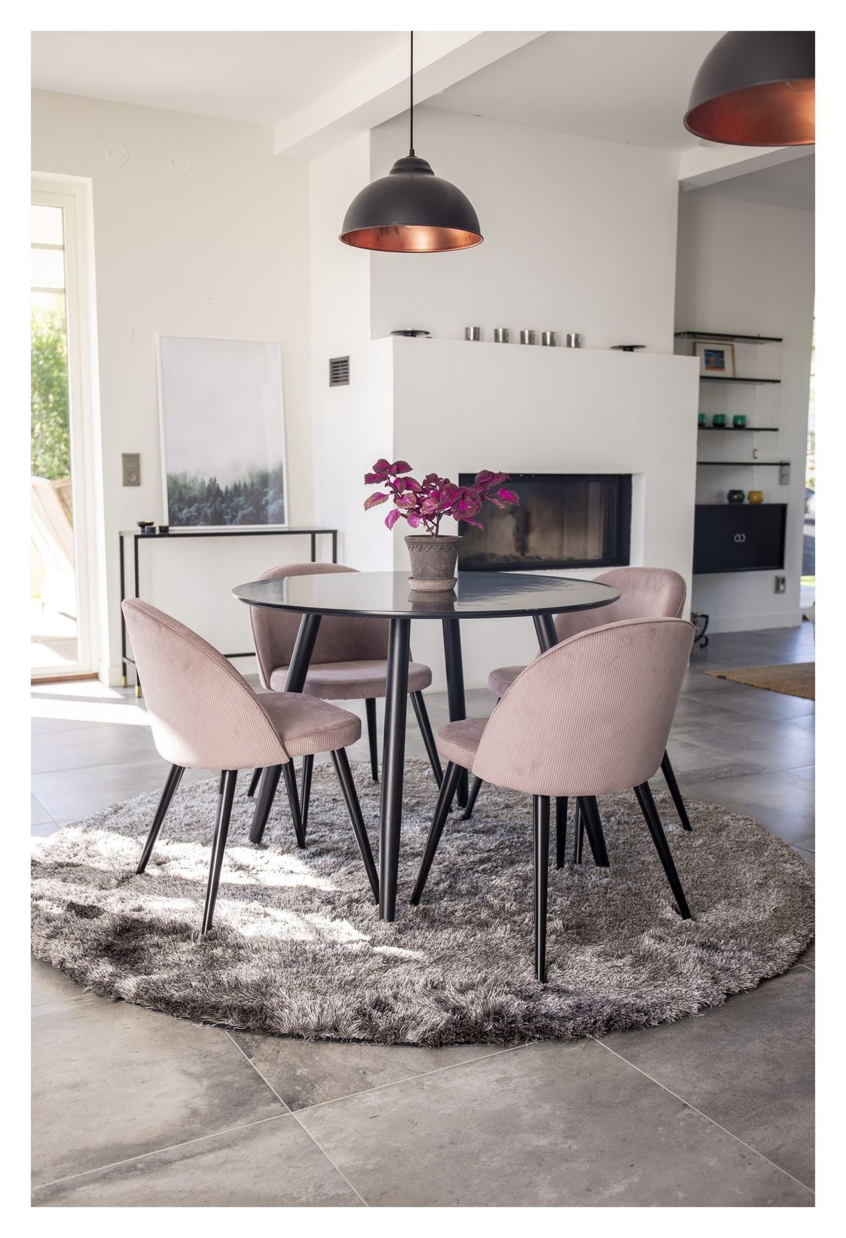 Velvet Spisebordsstol, Pink Fløjl - Unoliving.com