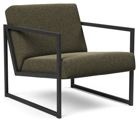 Vikko Loungestol m. armelæn, Bouclé/Forest Green - Unoliving.com