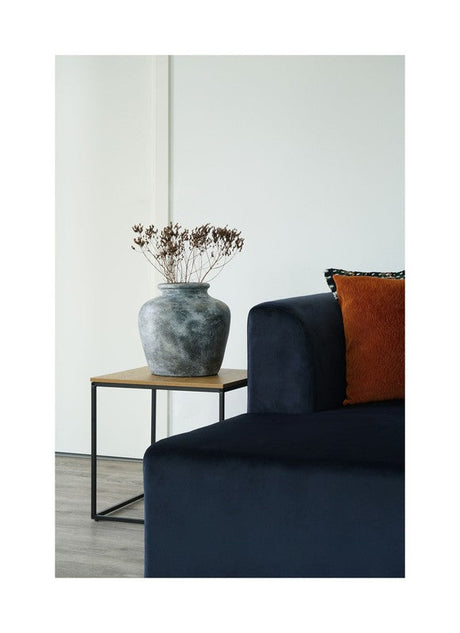 Vita Sidebord m. sort ramme, Top i Egetræs look, 45x45 - Unoliving.com