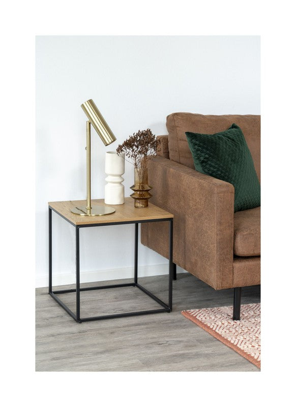 Vita Sidebord m. sort ramme, Top i Egetræs look, 45x45 - Unoliving.com