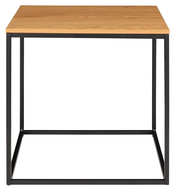 Vita Sidebord m. sort ramme, Top i Egetræs look, 45x45 - Unoliving.com