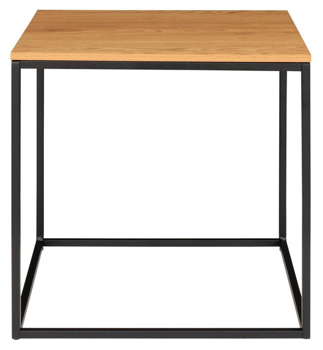 Vita Sidebord m. sort ramme, Top i Egetræs look, 45x45 - Unoliving.com