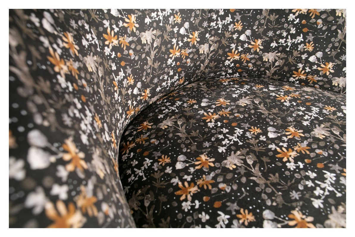 Vogue Loungestol, Aquarel Flower Black Velour - Unoliving.com