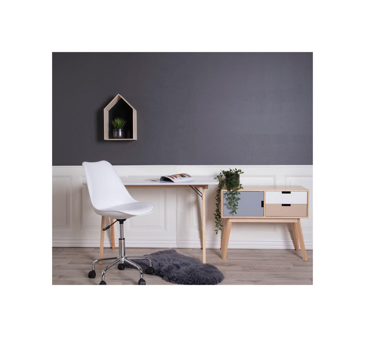 Vojens Skrivebord 120x60, Hvid/Natur - Unoliving.com