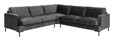 Volara 2,5-pers. Hjørnesofa - Mørkegrå Velour - Unoliving.com