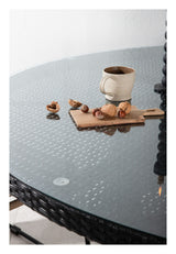 Volta, Havebord, Ø150, Sort Flet/glas top - Unoliving.com