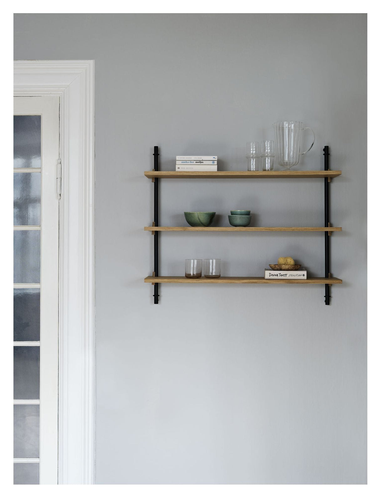 Wall Shelving, 1 fag, 3 hylder, H:65, Eg/Sort - Unoliving.com