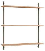 Wall Shelving, 1 fag, 3 hylder, H:85, Eg/Grå - Unoliving.com