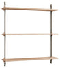 Wall Shelving, 1 fag, 3 hylder, H:85, Eg/Grå - Unoliving.com