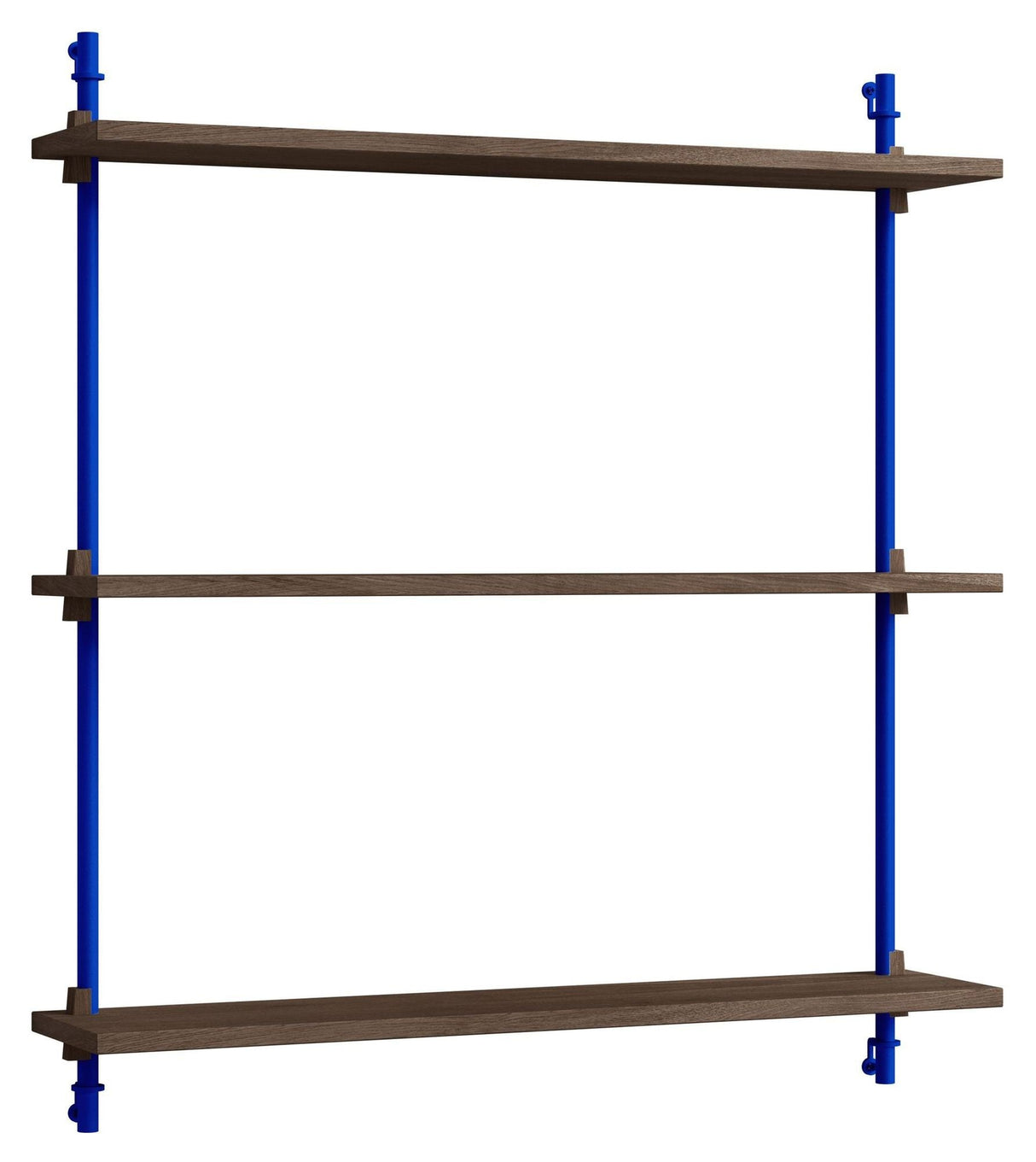 Wall Shelving, 1 fag, 3 hylder, H:85, Røget Eg/Blå - Unoliving.com