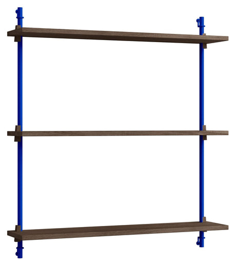 Wall Shelving, 1 fag, 3 hylder, H:85, Røget Eg/Blå - Unoliving.com