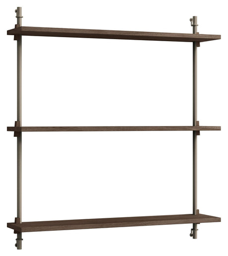 Wall Shelving, 1 fag, 3 hylder, H:85, Røget Eg/Grå - Unoliving.com