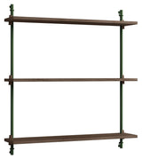 Wall Shelving, 1 fag, 3 hylder, H:85, Røget Eg/Grøn - Unoliving.com