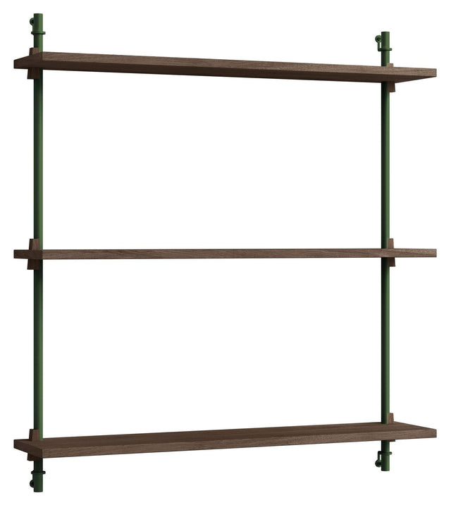 Wall Shelving, 1 fag, 3 hylder, H:85, Røget Eg/Grøn - Unoliving.com