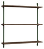 Wall Shelving, 1 fag, 3 hylder, H:85, Røget Eg/Grøn - Unoliving.com