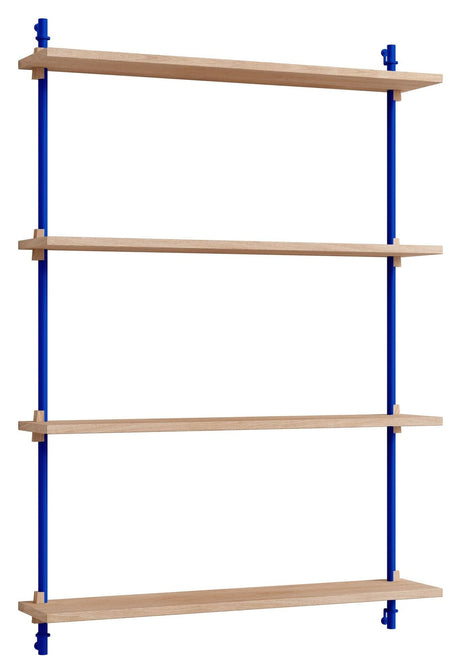 Wall Shelving, 1 fag, 4 hylder, H:115, Eg/Blå - Unoliving.com