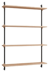 Wall Shelving, 1 fag, 4 hylder, H:115, Eg/Sort - Unoliving.com