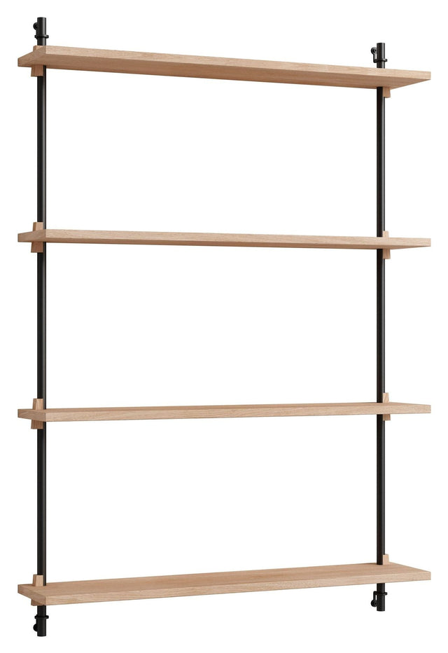 Wall Shelving, 1 fag, 4 hylder, H:115, Eg/Sort - Unoliving.com