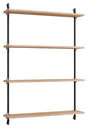 Wall Shelving, 1 fag, 4 hylder, H:115, Eg/Sort - Unoliving.com