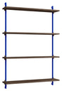 Wall Shelving, 1 fag, 4 hylder, H:115, Røget Eg/Blå - Unoliving.com