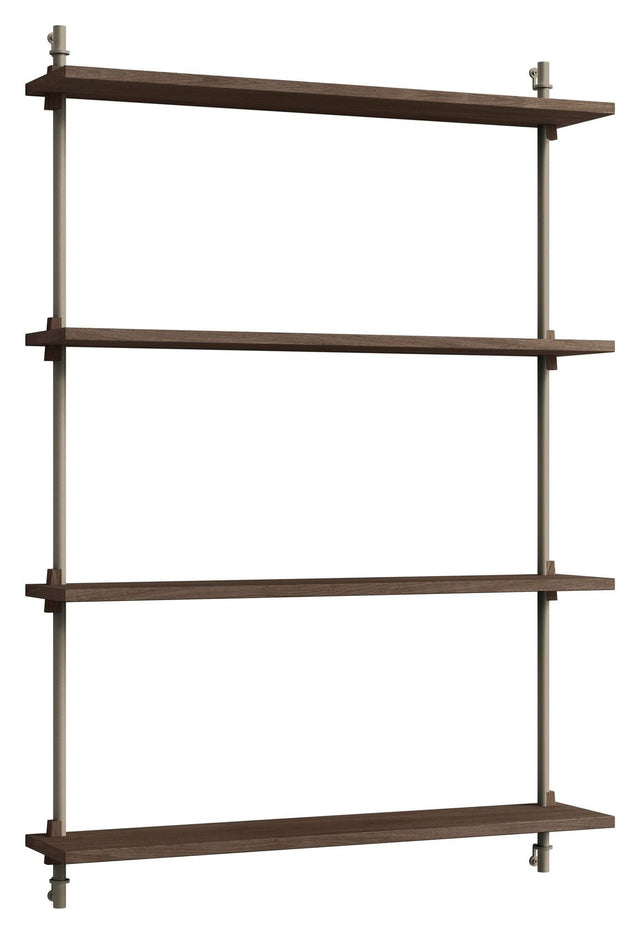 Wall Shelving, 1 fag, 4 hylder, H:115, Røget Eg/Grå - Unoliving.com