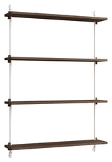 Wall Shelving, 1 fag, 4 hylder, H:115, Røget Eg/Hvid - Unoliving.com