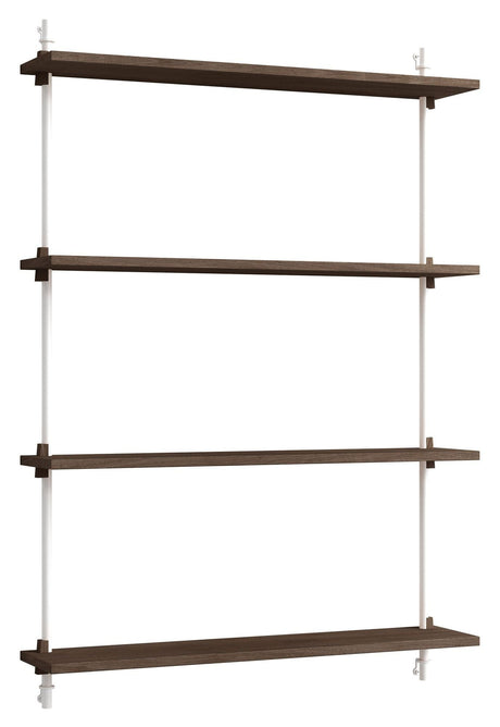 Wall Shelving, 1 fag, 4 hylder, H:115, Røget Eg/Hvid - Unoliving.com