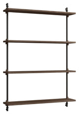 Wall Shelving, 1 fag, 4 hylder, H:115, Røget Eg/Sort - Unoliving.com