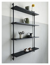 Wall Shelving, 1 fag, 4 hylder, H:115, Sort/sort - Unoliving.com