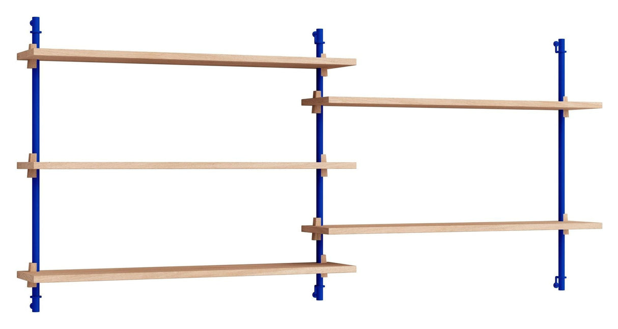 Wall Shelving, 2 fag, 5 hylder, H:65, Eg/Blå - Unoliving.com