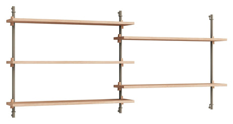 Wall Shelving, 2 fag, 5 hylder, H:65, Eg/Grå - Unoliving.com