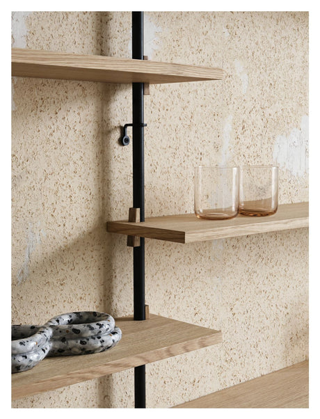 Wall Shelving, 2 fag, 5 hylder, H:65, Eg/Sort - Unoliving.com