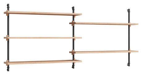 Wall Shelving, 2 fag, 5 hylder, H:65, Eg/Sort - Unoliving.com